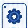 Stylized icon representing practical application or tools